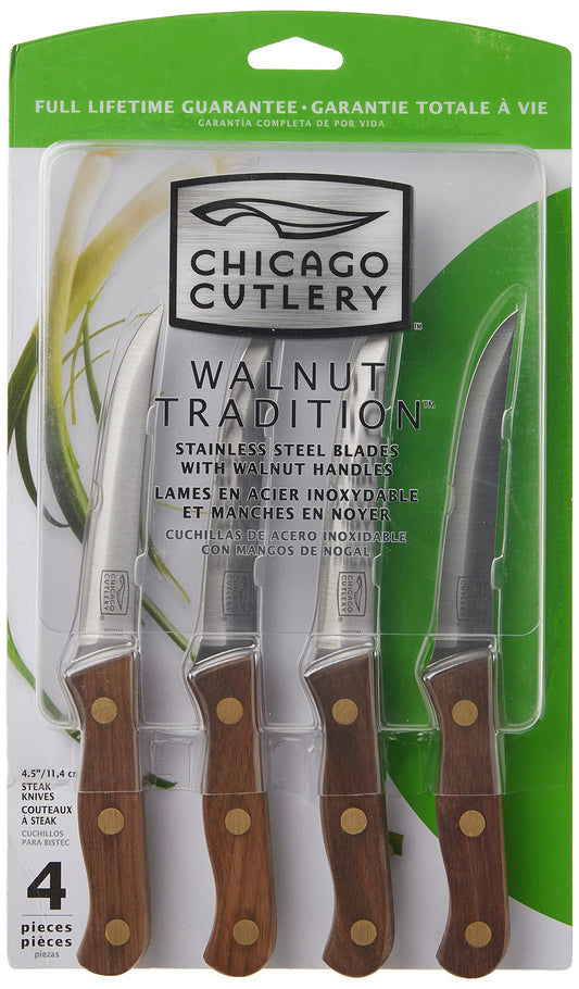 Chicago Cutlery gros plan manche noyer offrant prise confortable et style chaleureux