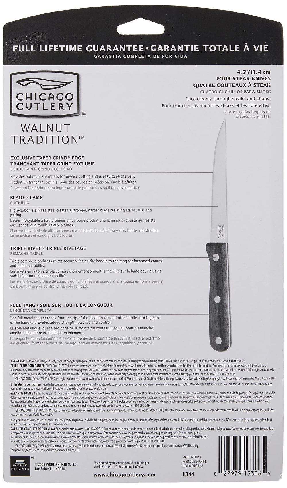 Chicago Cutlery profil de la lame montrant coupe précise et durabilité pratique