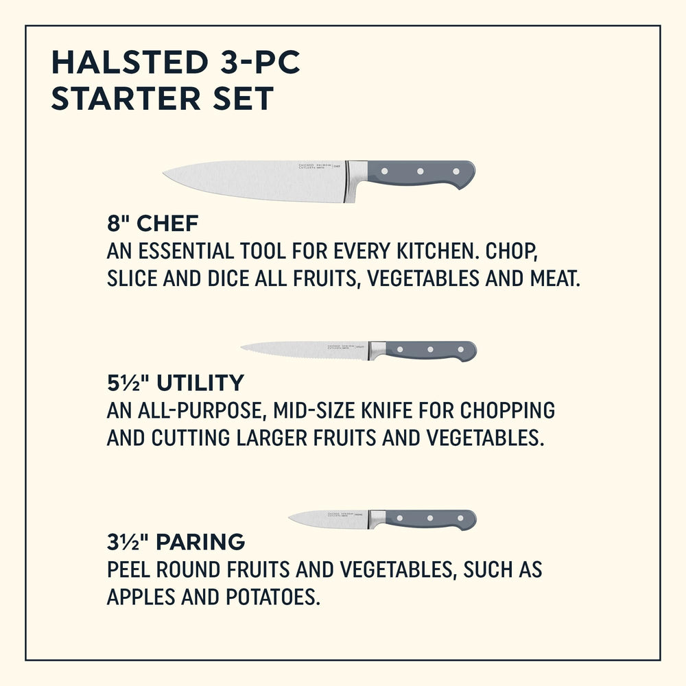 Chicago Cutlery Halsted gros plan de la lame montrant la finition anti-taches