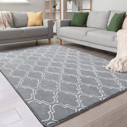 Chicrug tapis face avant gris et blanc, apporte style moderne et confort