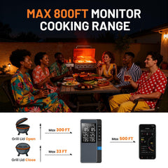 Chihod sondes insérées sur grill pour suivre la cuisson à distance
