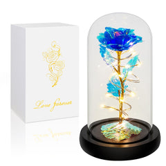 Childom globe face montrant la rose bleue éternelle pour une déco romantique