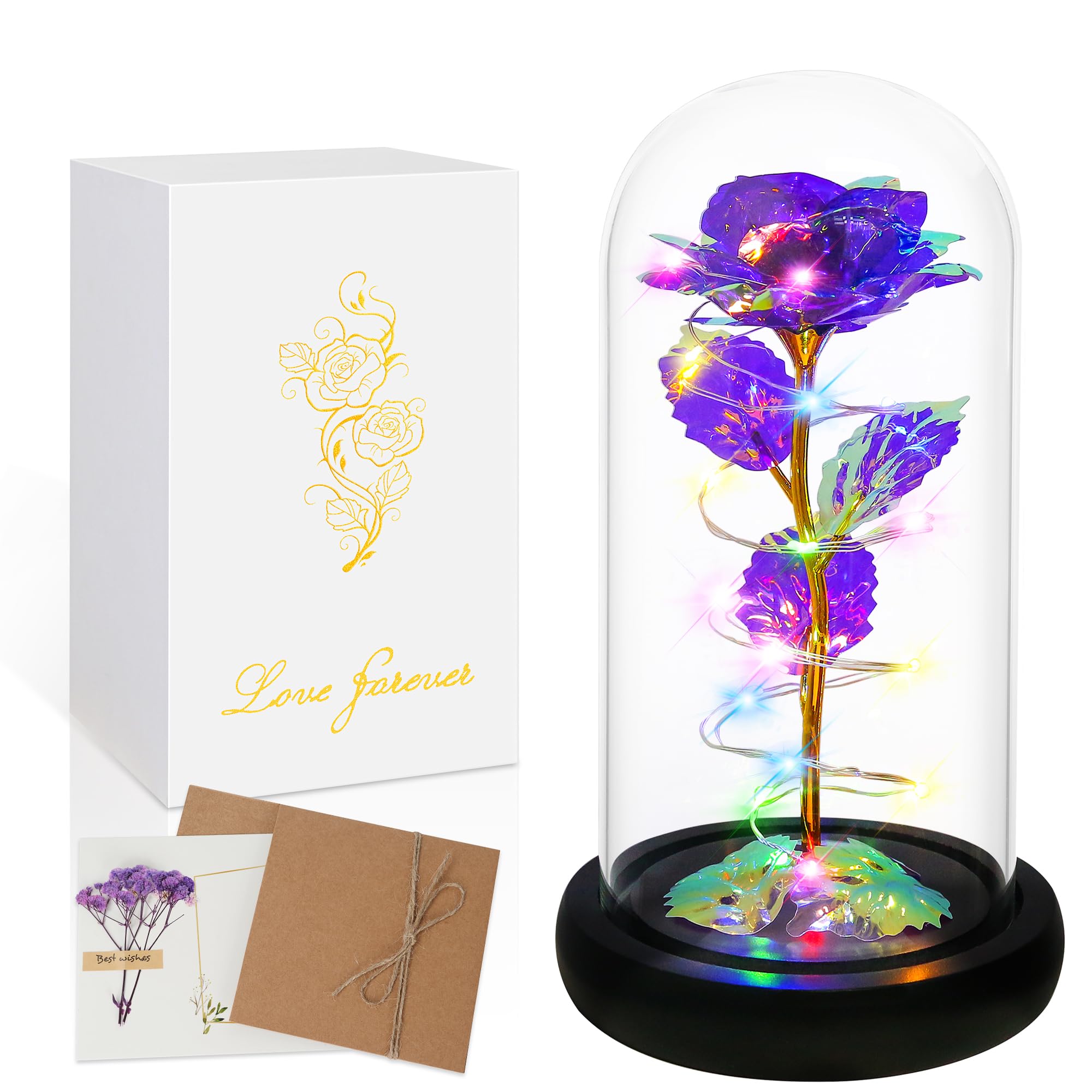 Childom rose sous cloche vue de face, cadeau prêt à offrir bénéfice esthétique