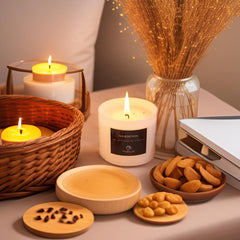 Chloefu LAN bougie allumée en décoration, atmosphère chaleureuse et relaxante