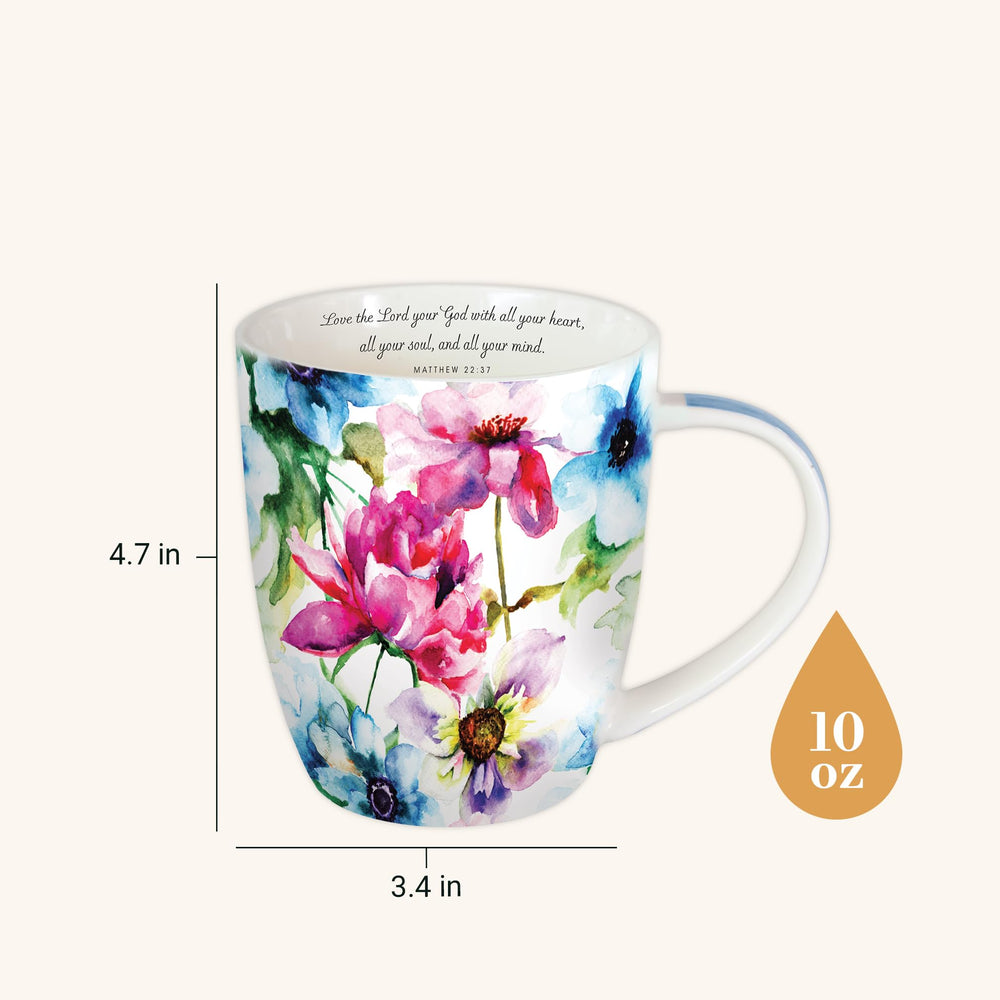 Christian Art Gifts gros plan motif aquarelle floral, finition délicate
