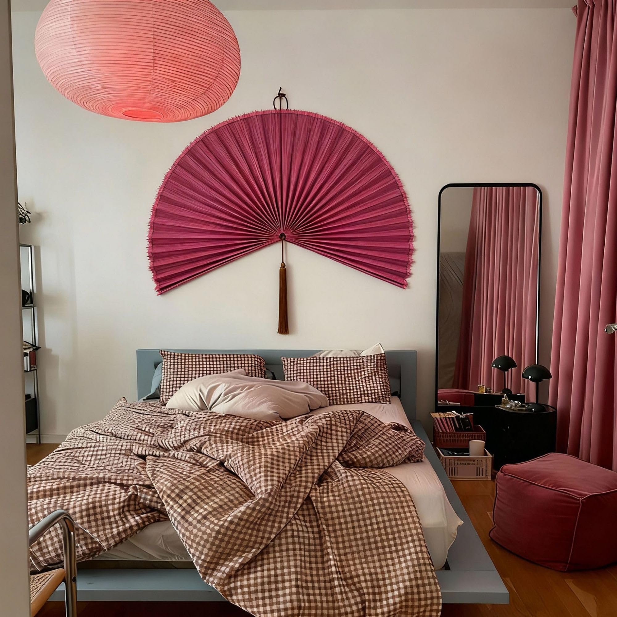 ChumDecor éventail à côté d'une échelle montrant l'échelle réelle