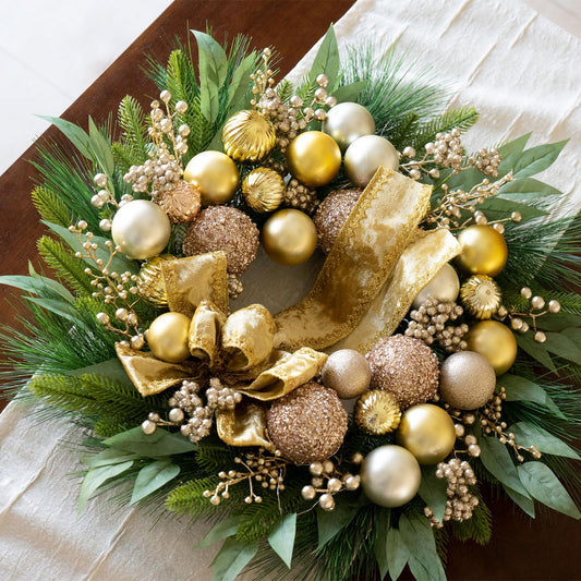 CHvista gros plan sur boules dorées pailletées, ajoute une touche festive brillante