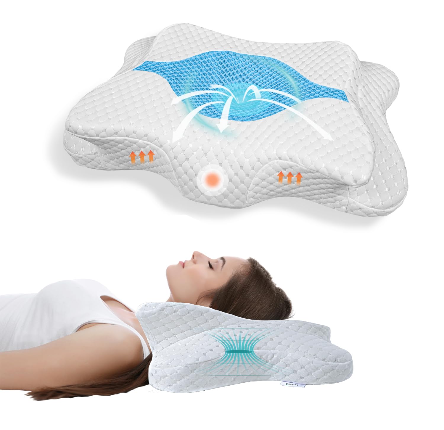 CHxxy avant-packaging montrant l’oreiller prêt à l’emploi et son emballage pratique