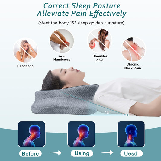 CHxxy oreiller profil ergonomique illustrant soutien précis et confort