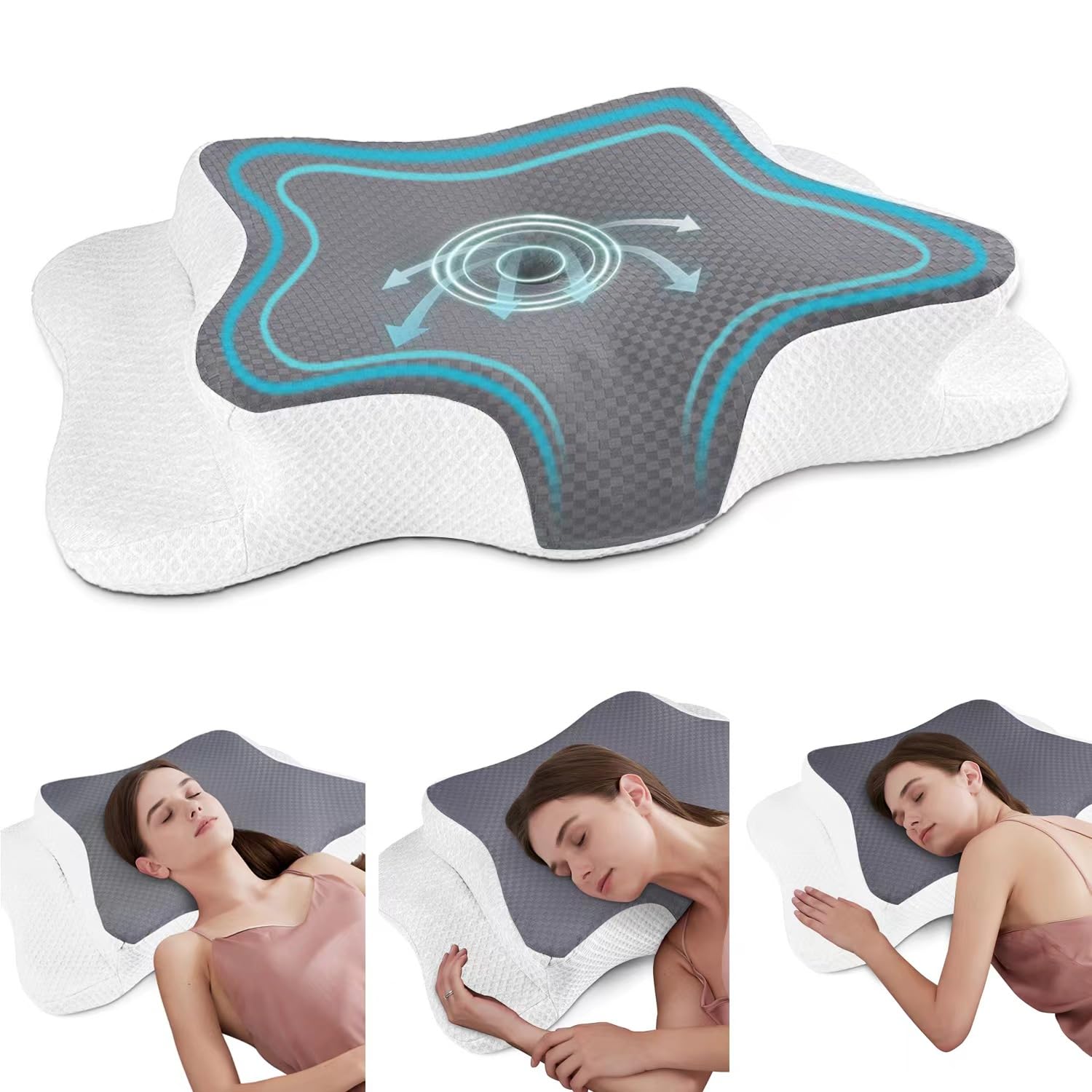 CHxxy oreiller face avant montrant forme concave et soutien ergonomique