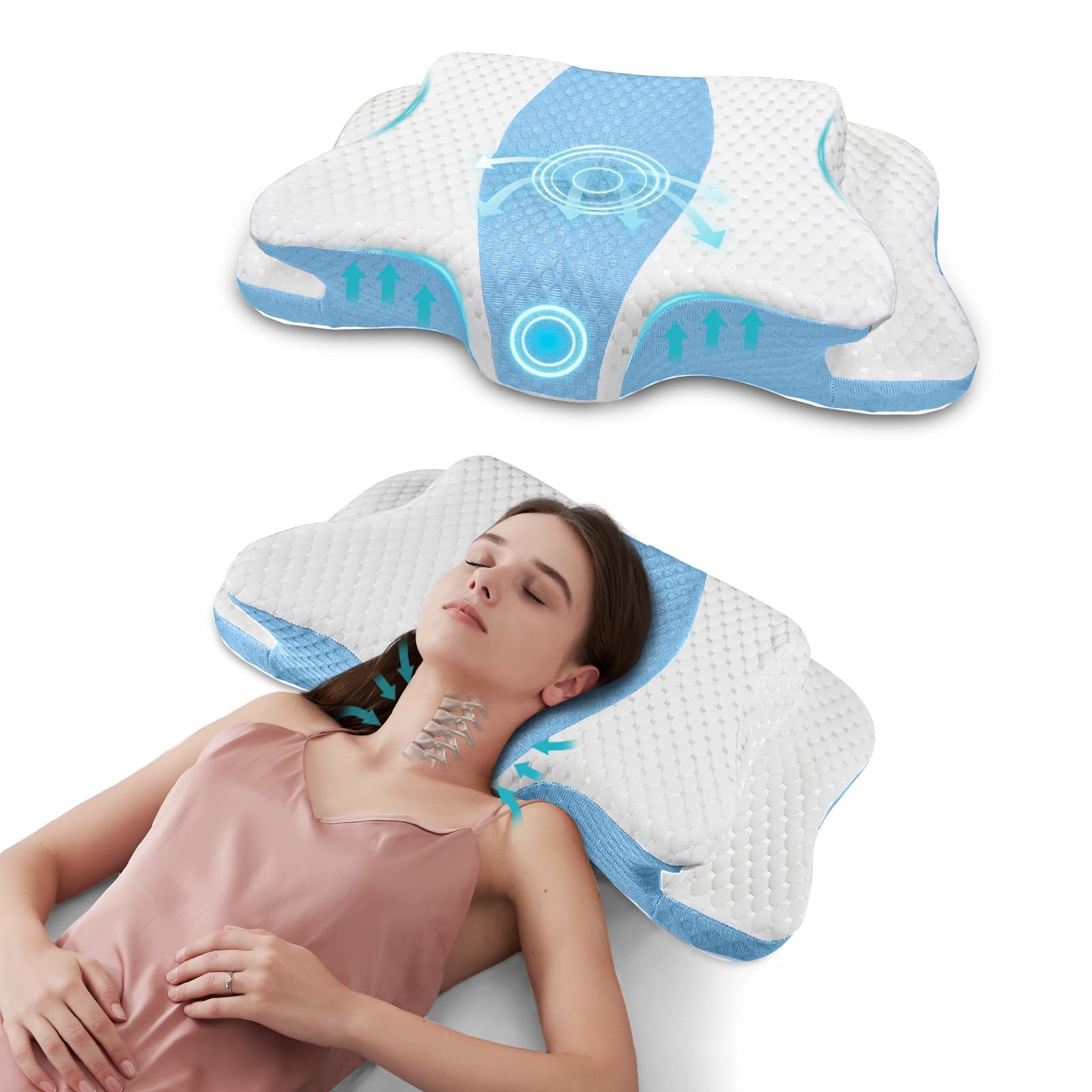 CHxxy oreiller face avant montrant la forme ergonomique et maintien confortable