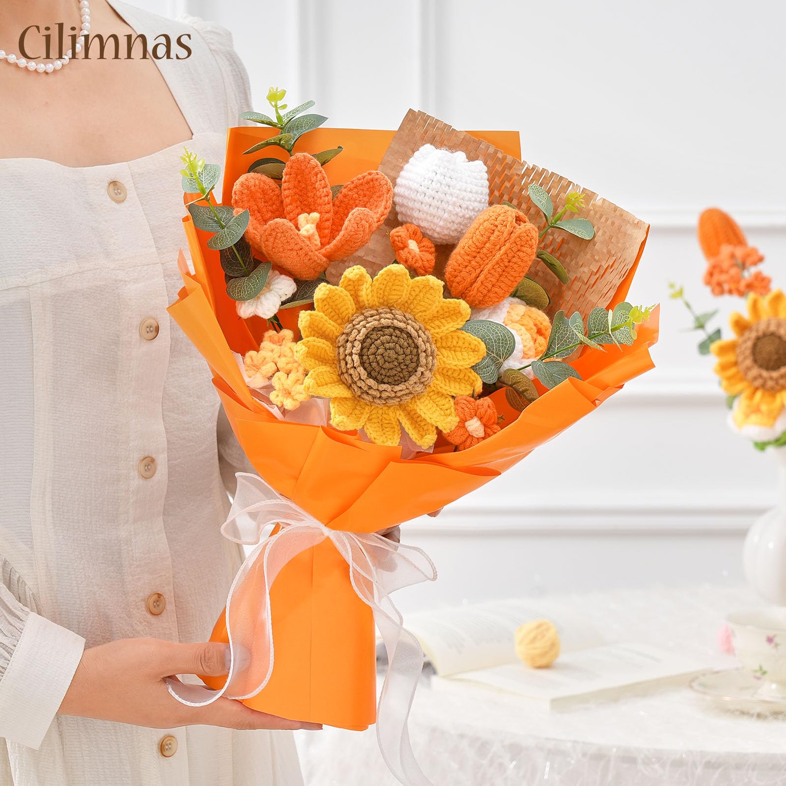 Cilimnas bouquet en vase, apporte chaleur décorative immédiate