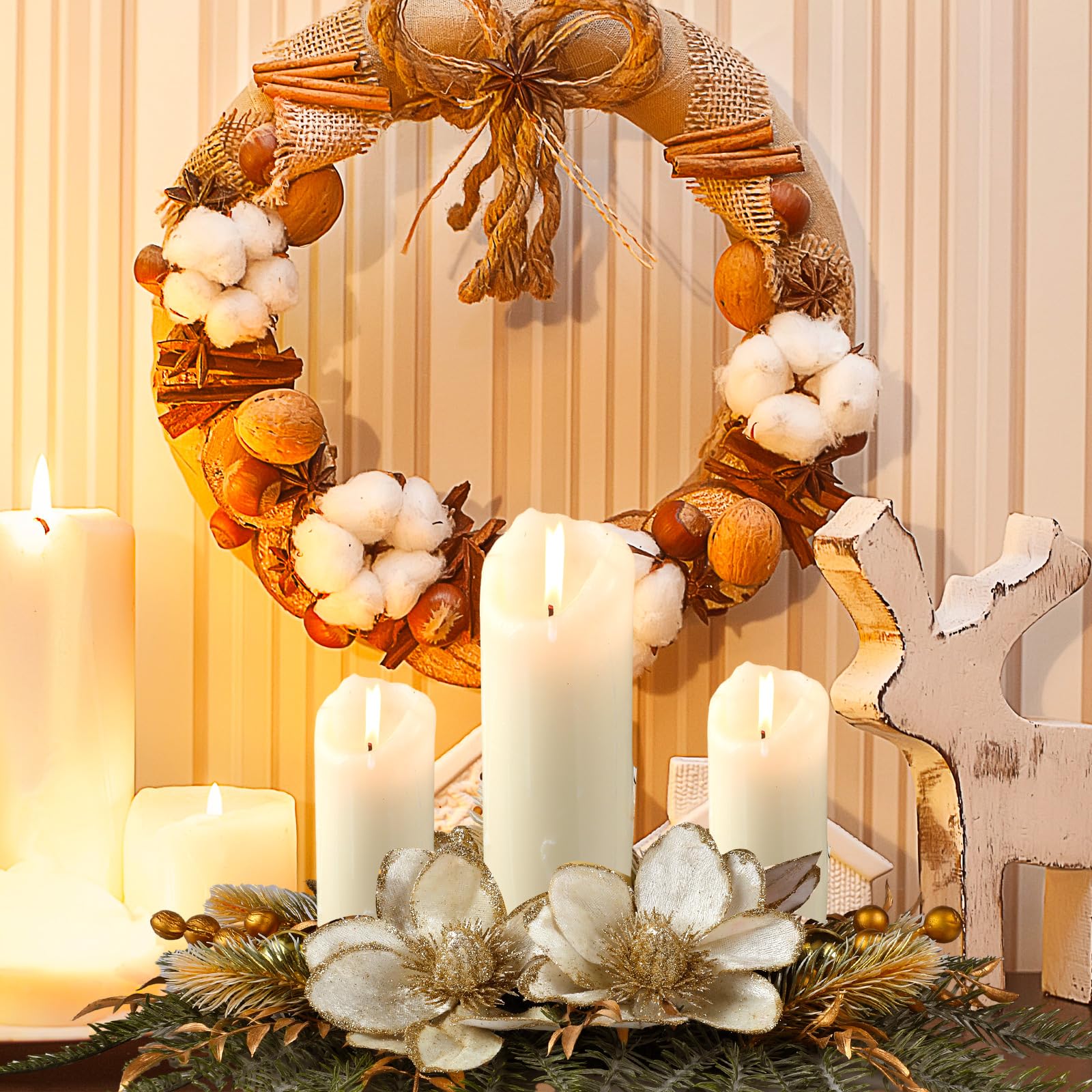 Cindeer centre de table décoré avec bougies LED apportant lumière sécurisée
