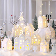 Cindeer maisons en céramique face, lumière douce et élégance décorative