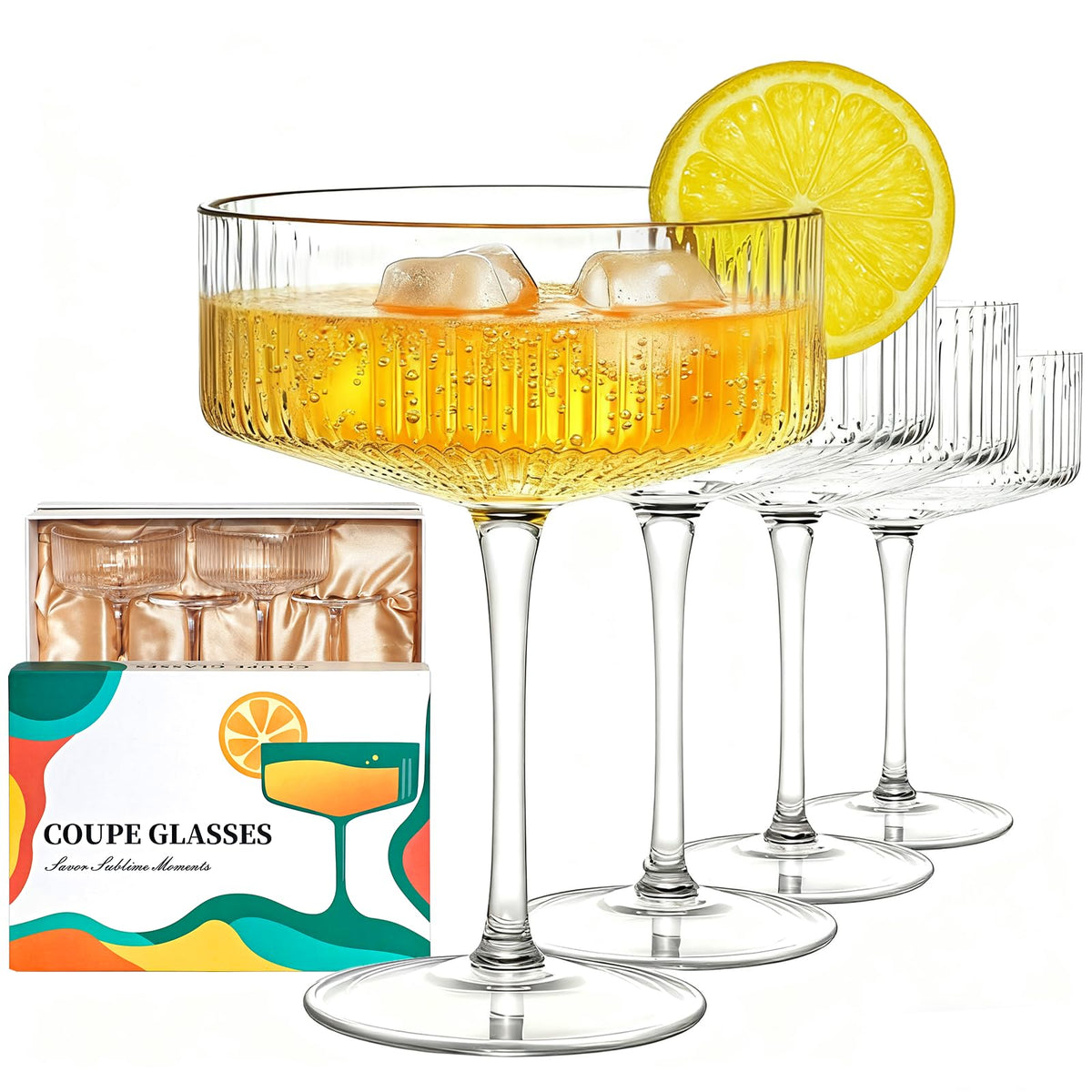 CL FUN verre coupe martini vu de face, présentation élégante et brillante