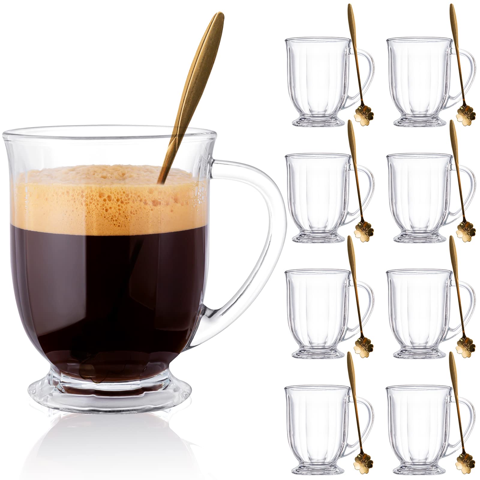 Claplante lot de 8 tasses en verre face avant montrant design et capacité