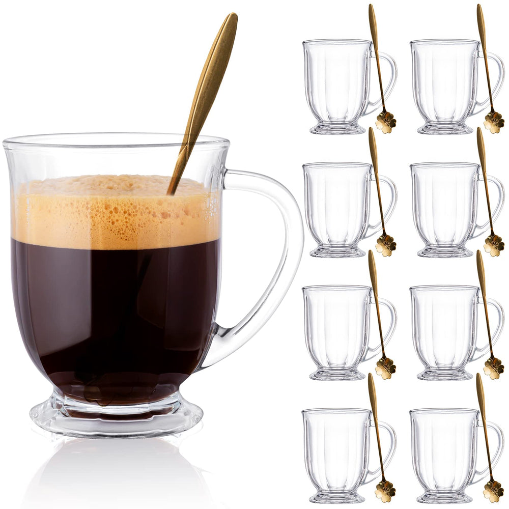 Claplante lot de 8 tasses en verre face avant montrant design et capacité