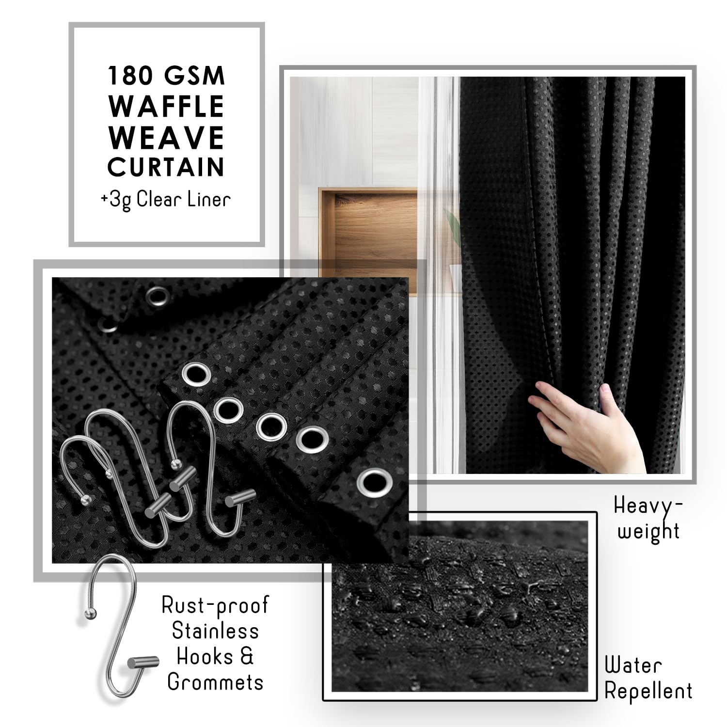Clara Clark ensemble d'accessoires en bambou noir disposés, organisation élégante