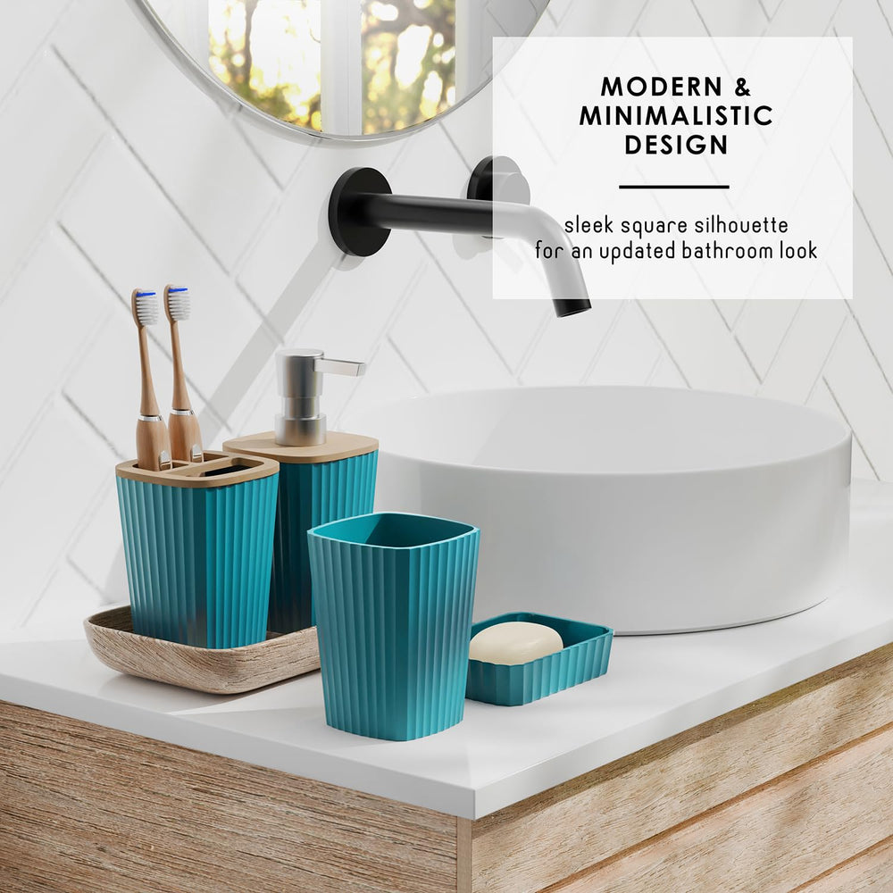 Clara Clark distributeur de savon teal en action, pompe pratique et rechargeable