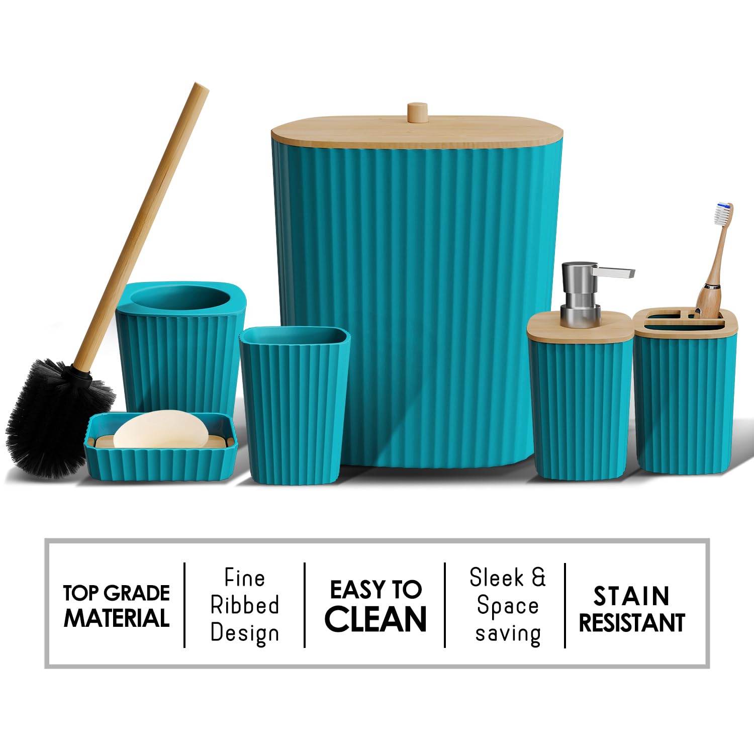 Clara Clark poubelle compacte teal avec couvercle, gain de place et hygiène