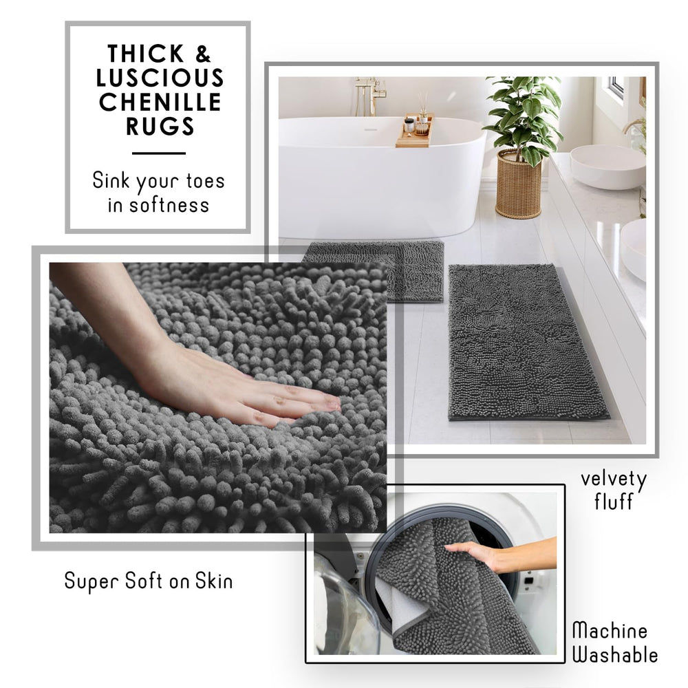 Clara Clark tapis chenille gros-plan douceur et fort pouvoir absorbant