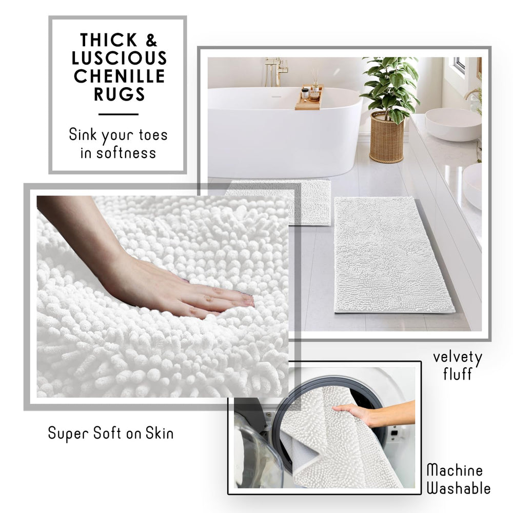 Clara Clark petit tapis chenille antidérapant sécurité devant lavabo