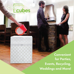 Clean Cubes gros plan sur texture et papier recyclé mettant en valeur durabilité