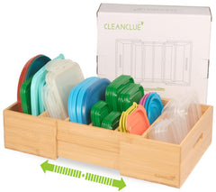CLEANCLUE organiseur bambou vue face avant, rangement ordonné