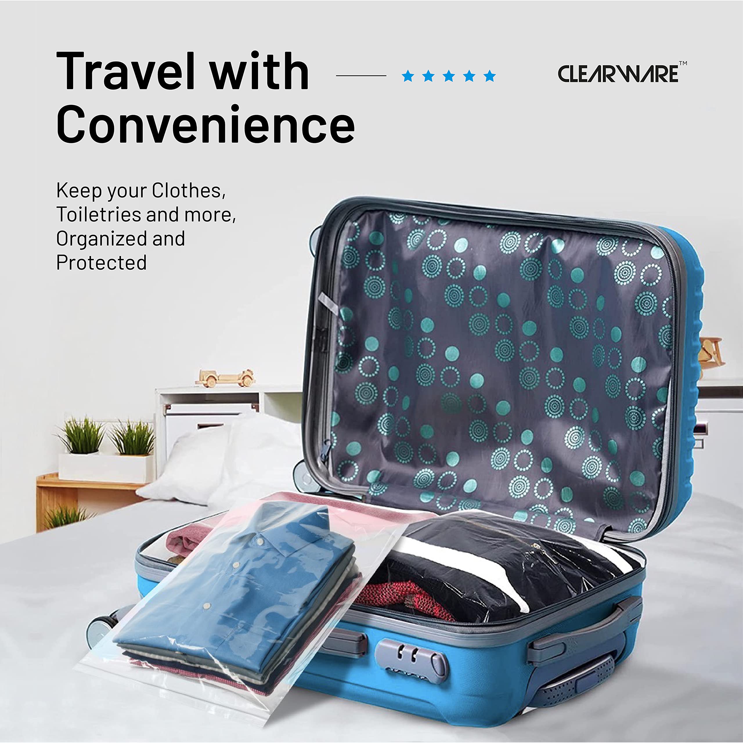CLEARWARE sacs rangés dans un placard pour visibilité organisée