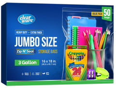 CLEARWARE vue avant du pack de 50 sacs pour organisation rapide