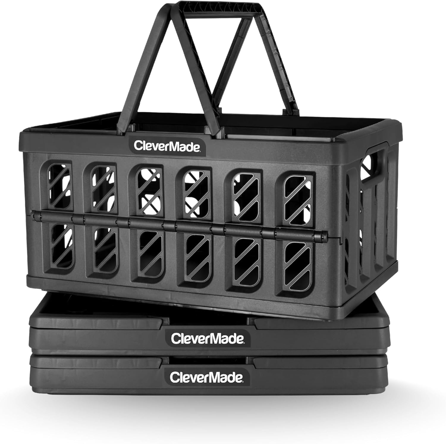 CleverMade panier pliable face avant montrant structure rigide et protection contenu