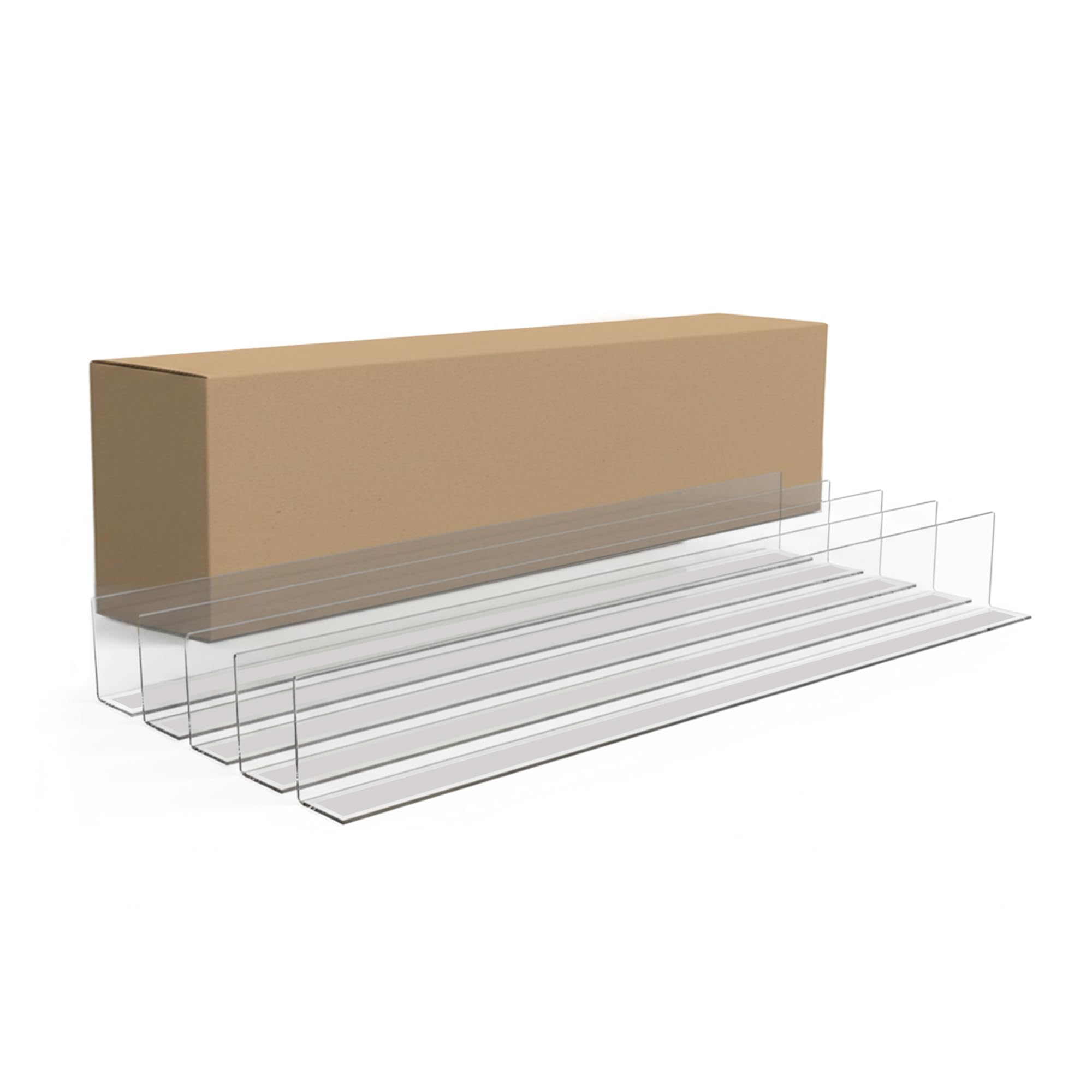 Clip Strip séparateurs face avant pack de 50 montrant organisation nette des produits