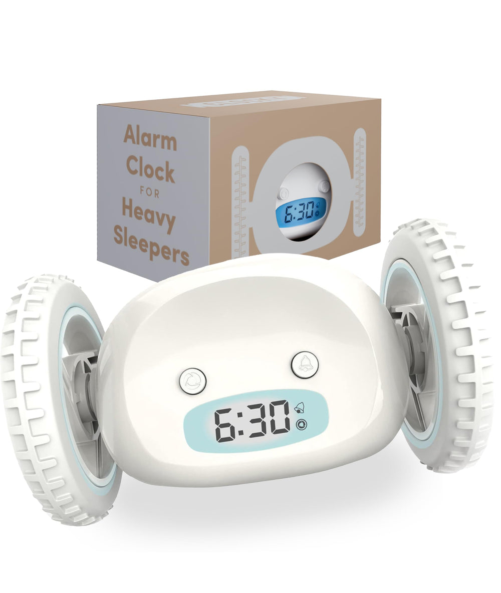 CLOCKY vue frontale sur sa surface et bouton pour arrêt rapide bénéfice réveil efficace
