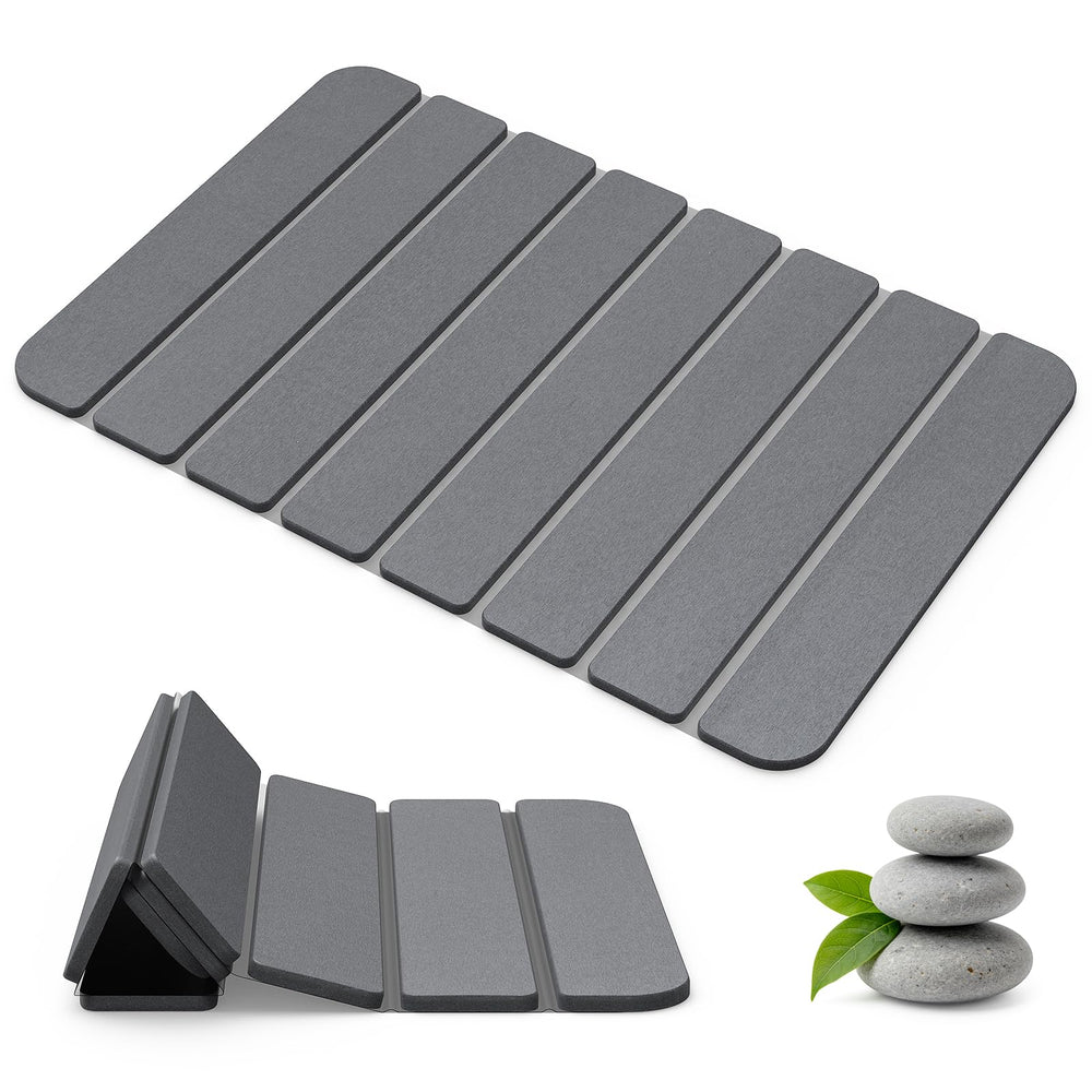 Closefriend tapis de bain face avant gris montrant design moderne et séchage rapide