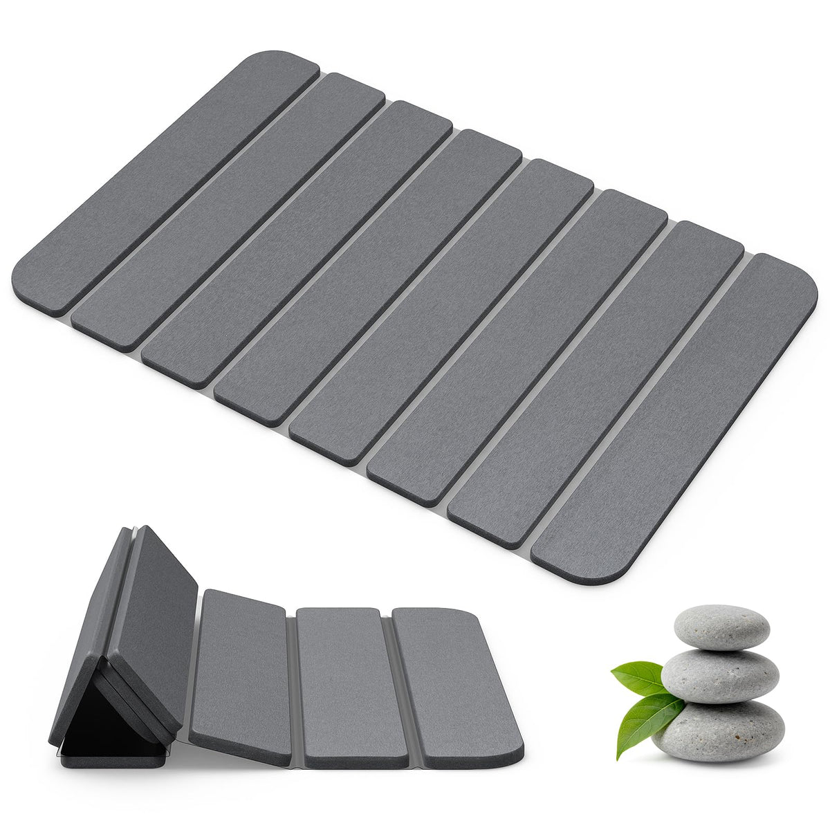Closefriend tapis de bain face avant gris montrant design moderne et séchage rapide