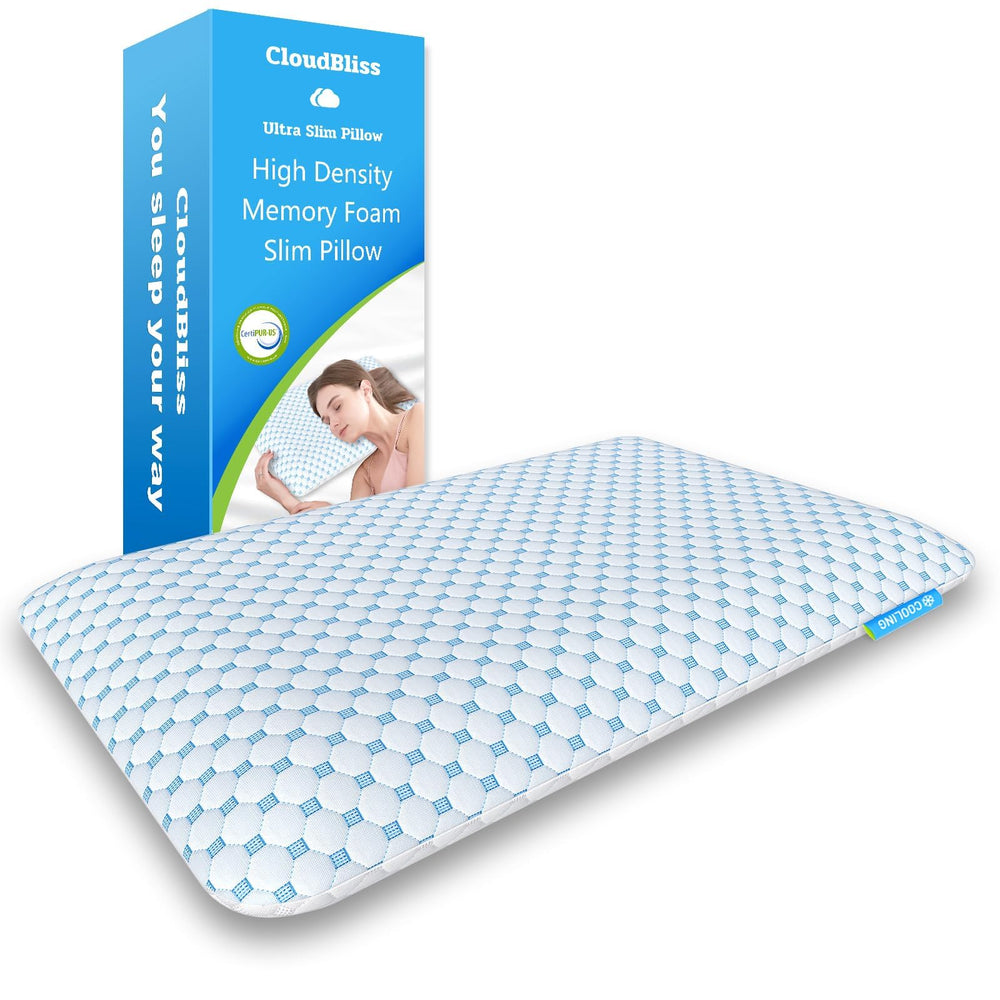 CloudBliss oreiller face avant montrant design mince et gain de place