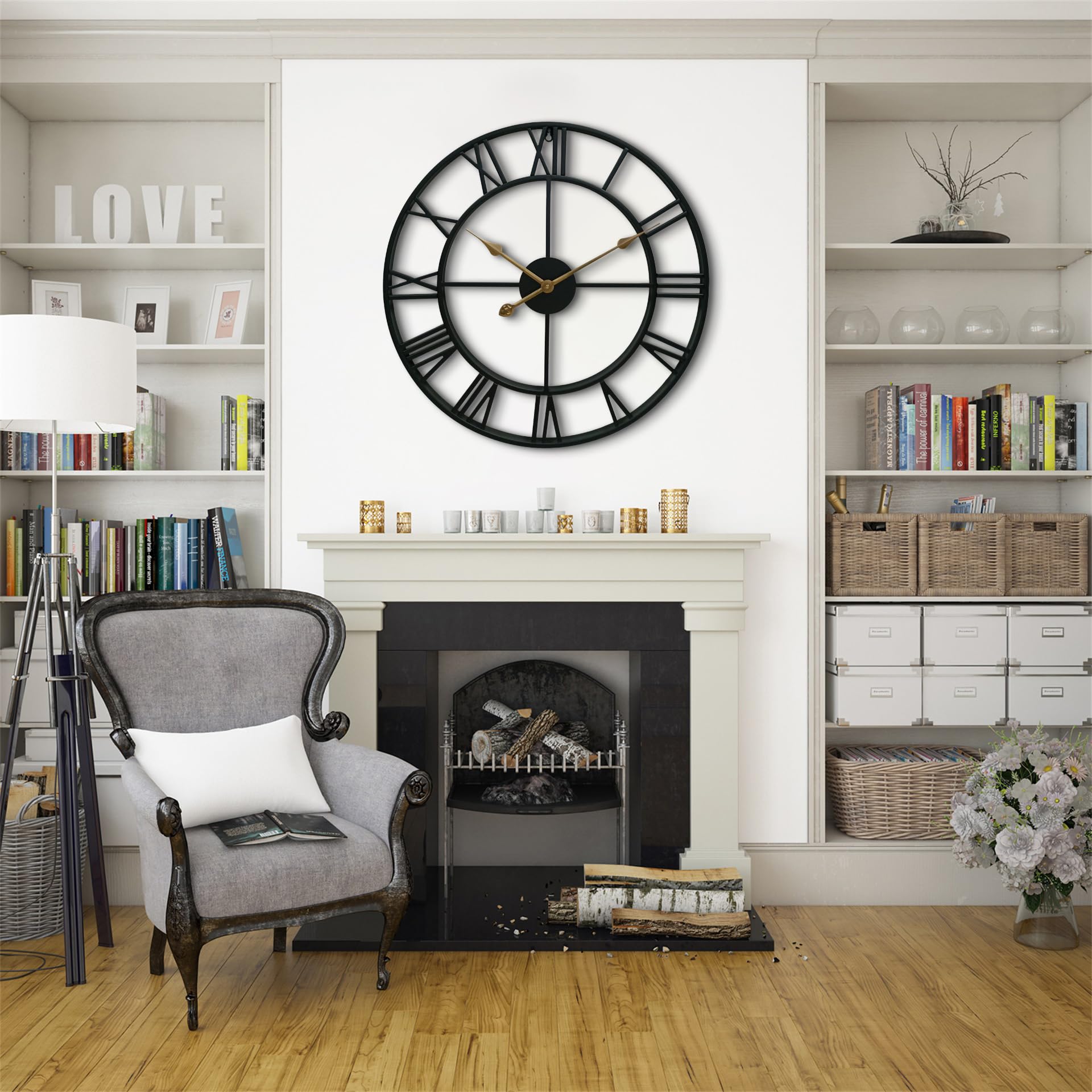 CLXEAST horloge intégrée à une cuisine style modern farmhouse pour ambiance