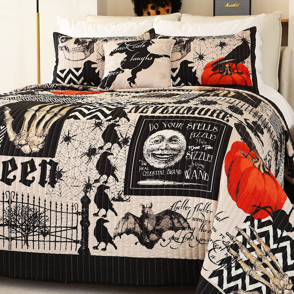 Cmfshape couette Halloween face avant montrant motifs festifs et confort
