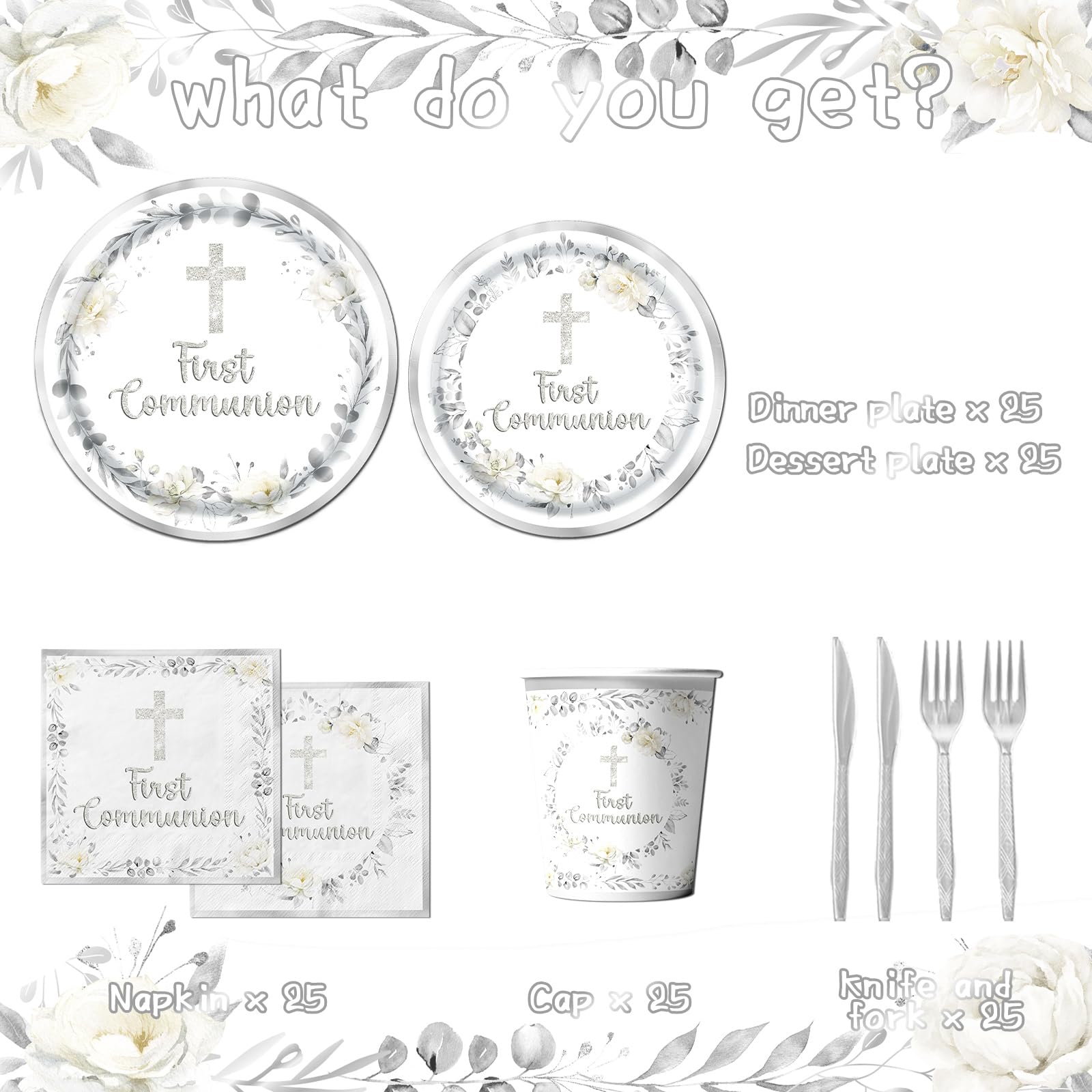 CMUSKO couverts jetables disposés sur table, service complet pour 25