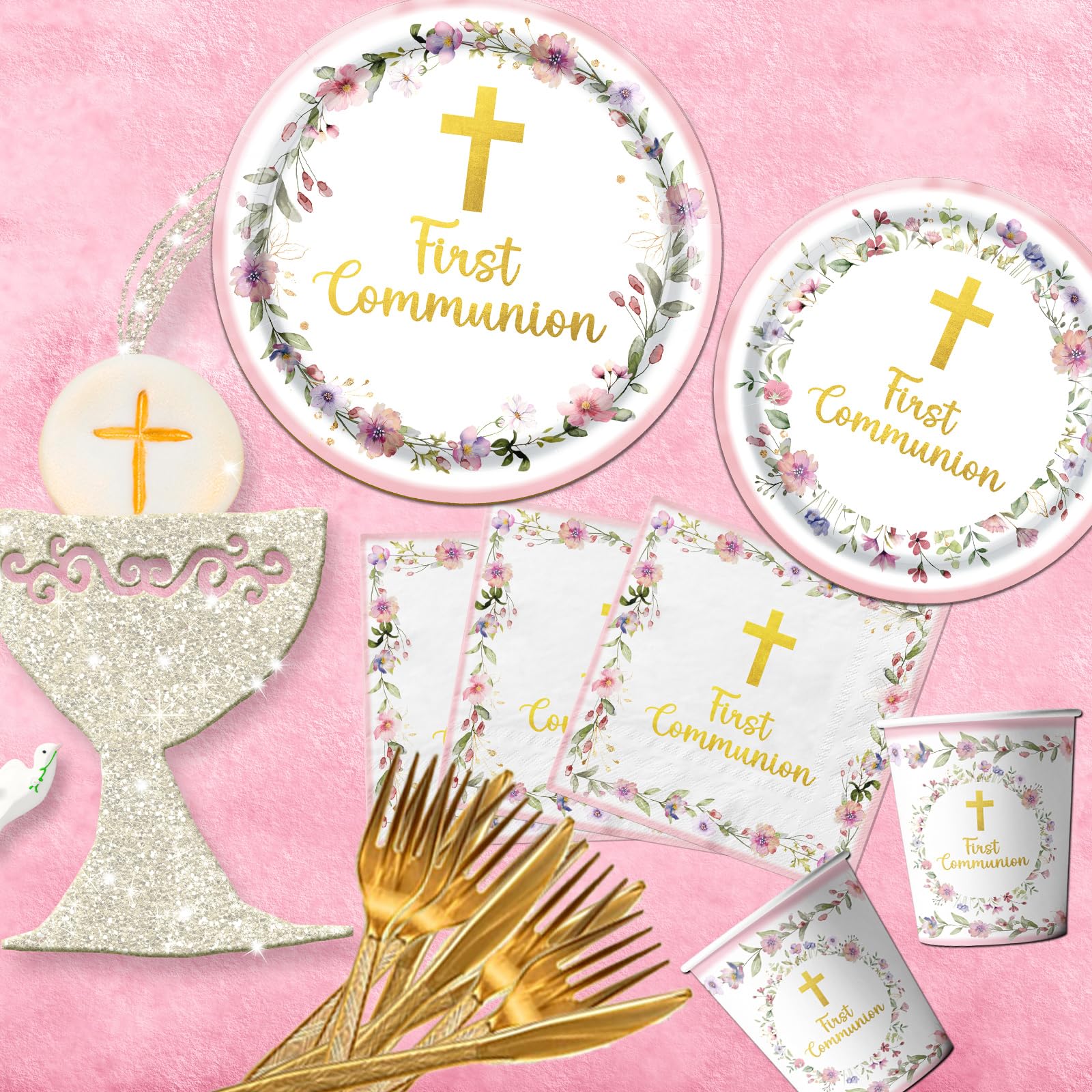 CMUSKO table de communion mise en scène rose, crée une ambiance solennelle