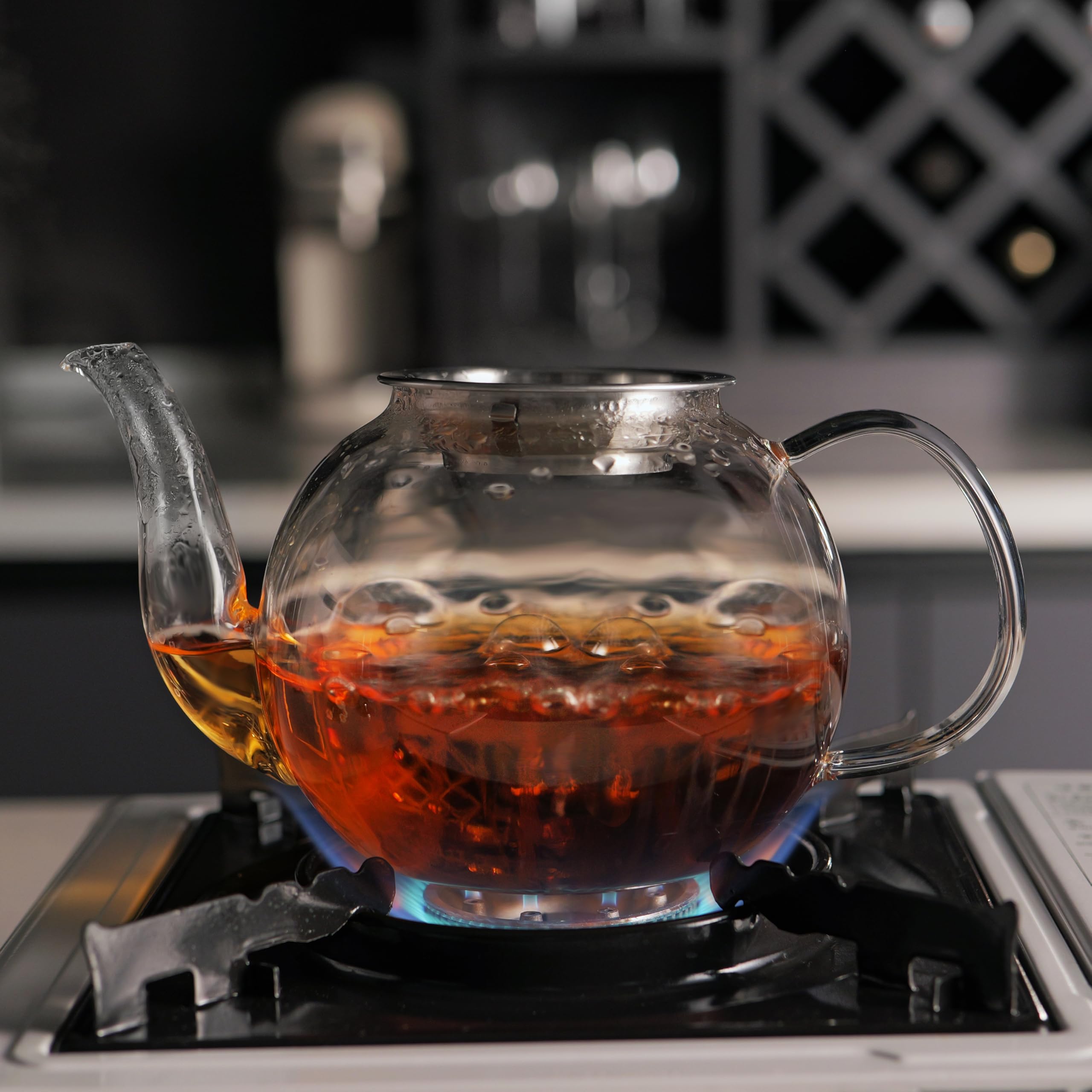 CNGLASS infusion de fleurs visible dans la théière, esthétique apaisante
