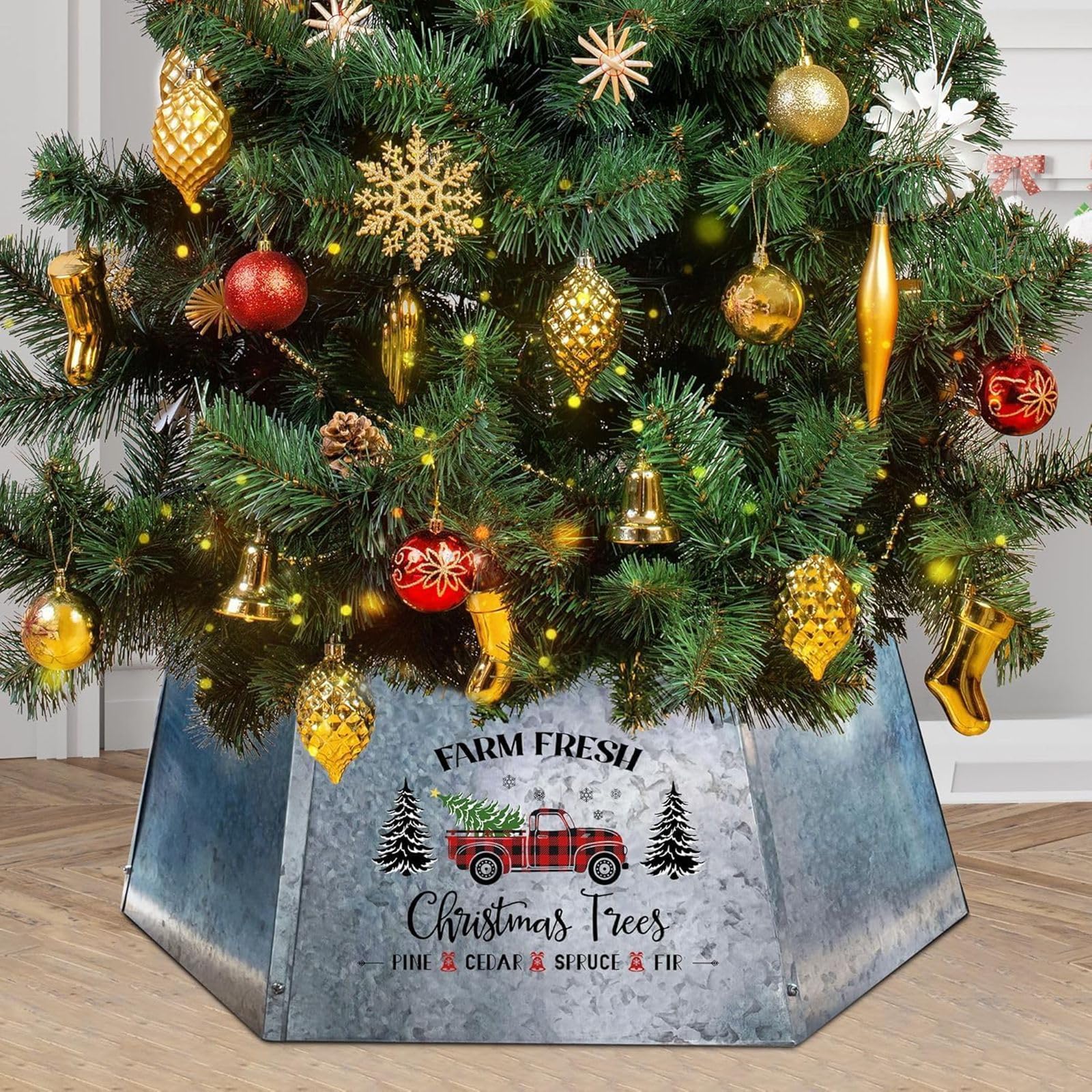 cocomong collerette vue avant avec motif camion Noël pour décor festif