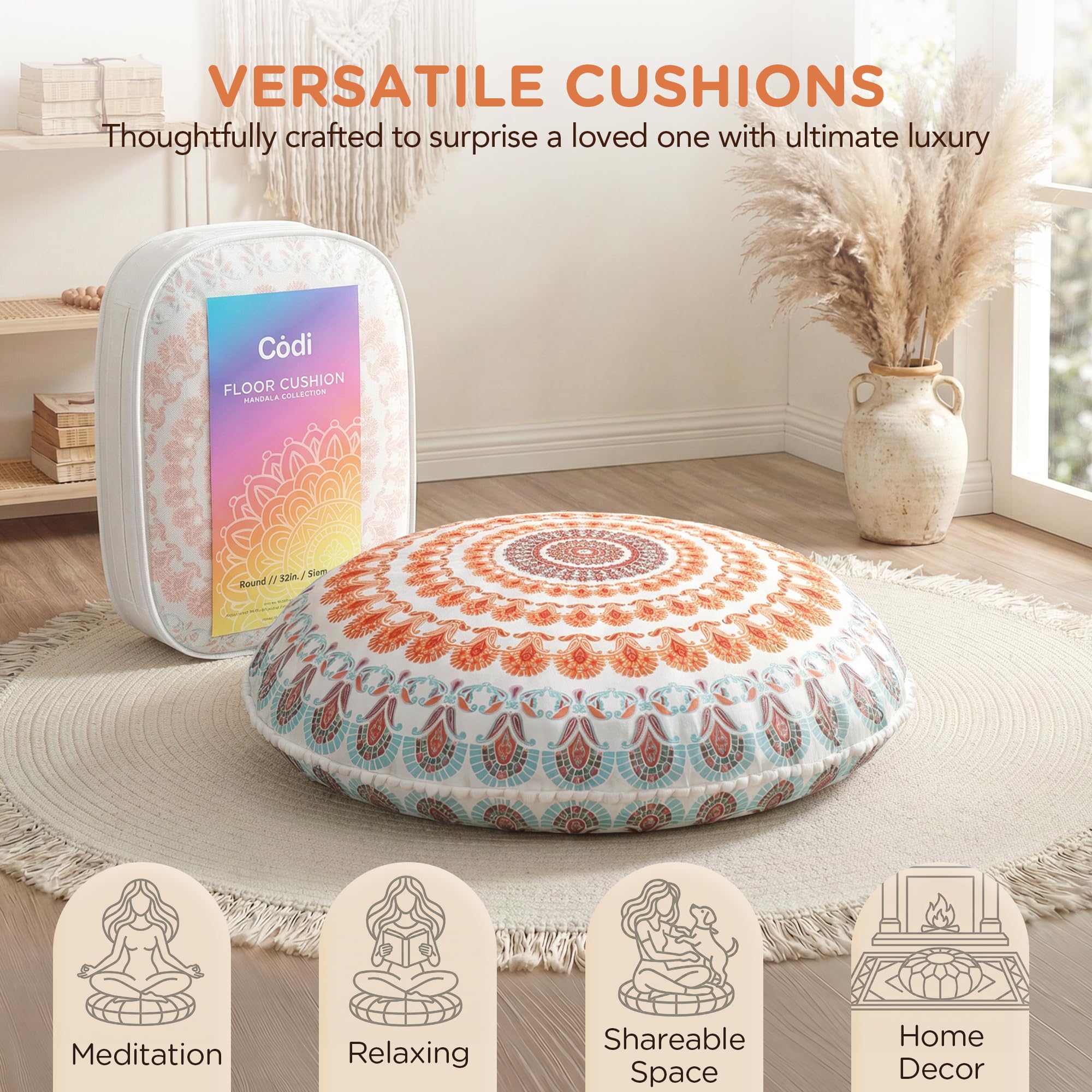 Codi coussin fermeture éclair visible pour retrait facile de la housse