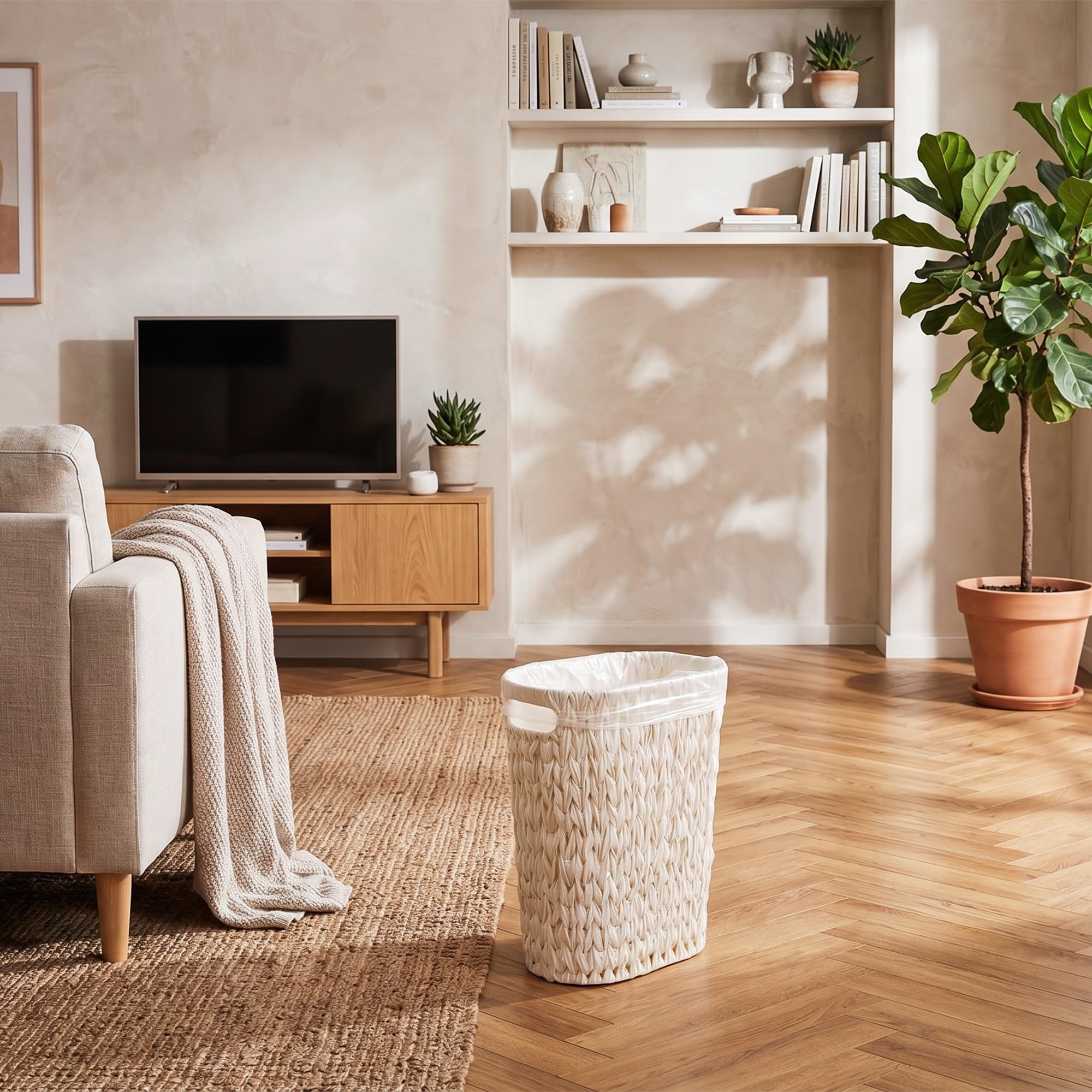 Coeusy intégrée au décor de chambre apportant texture chaleureuse et ordre