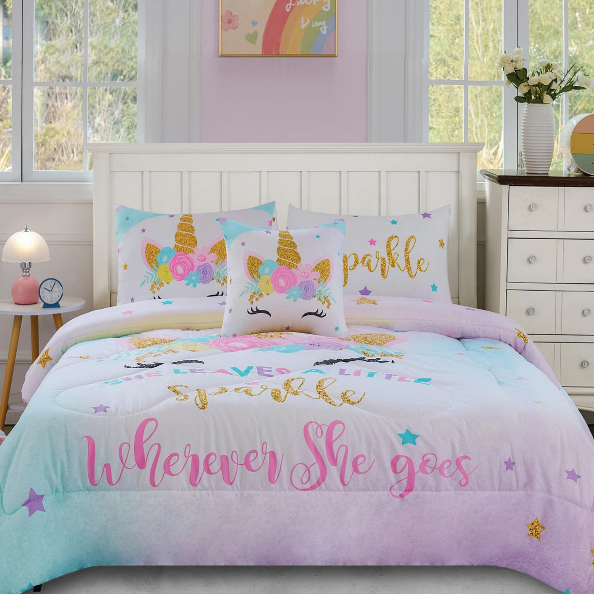 Cokouchyi parure face avant licorne, décor joyeux et attrayant