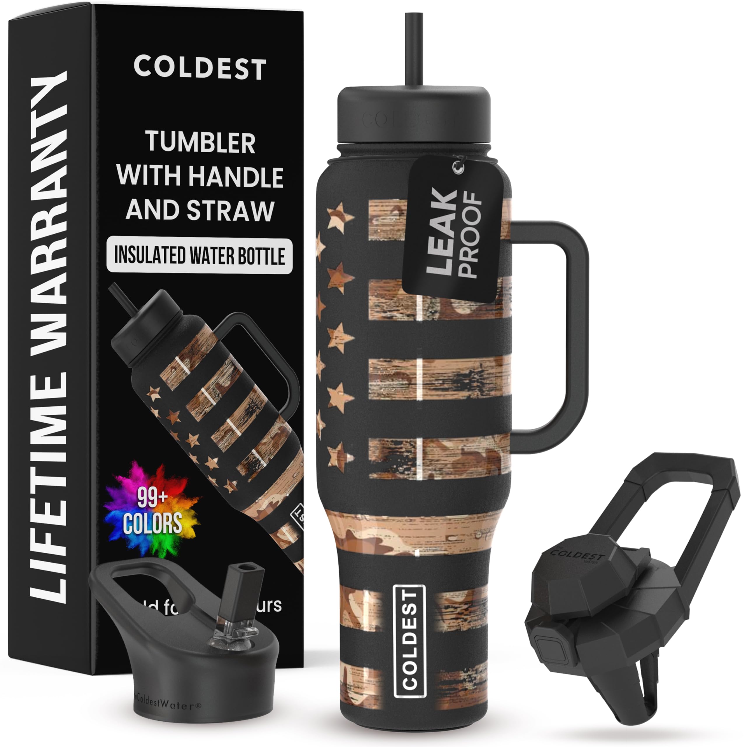 Coldest Tumbler vue avant du gobelet Camouflage Flag, design élégant et pratique