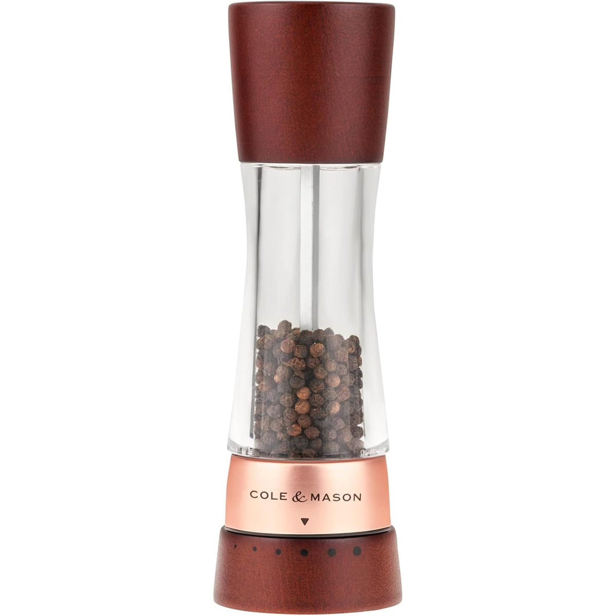 Cole & Mason moulin Derwent face avant élégant finition rose gold bénéfice esthétique
