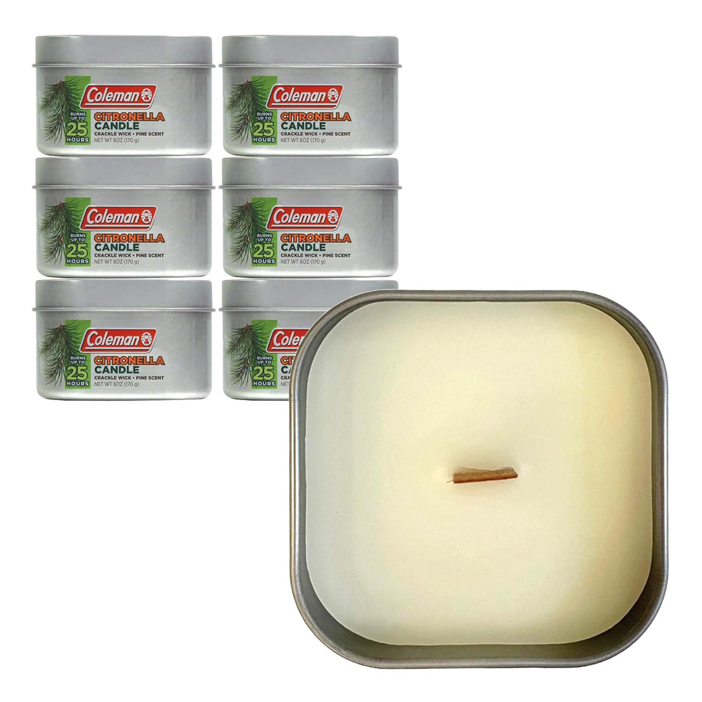 Coleman bougie citronnelle face avant montrant l'étiquette et l'aspect pratique
