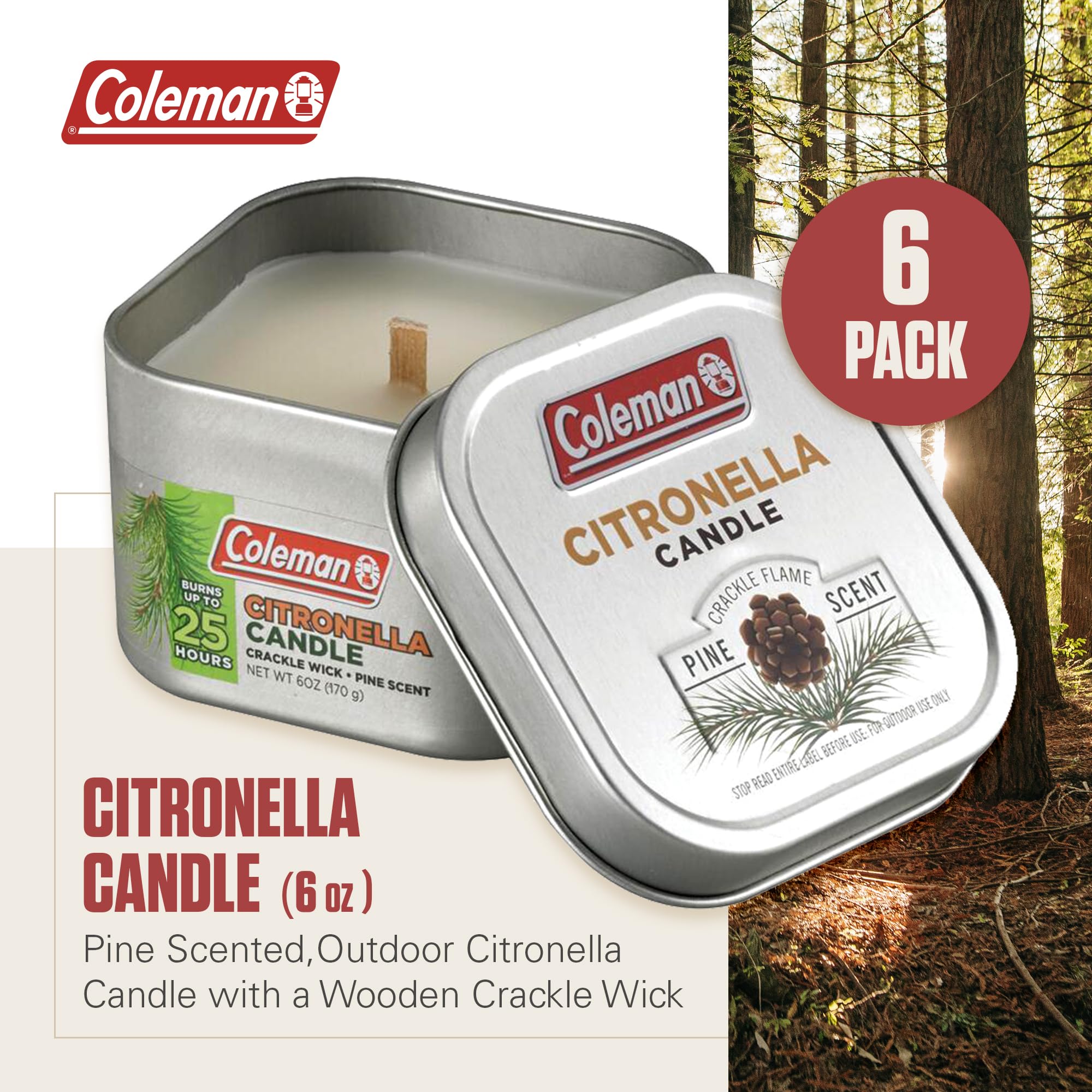 Coleman mèche en bois crépitante en gros plan offrant ambiance feu de camp