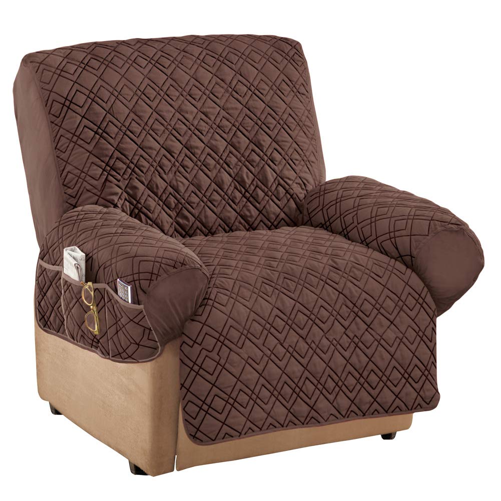 Collections Etc housse pour fauteuil relax face avant, protection complète et look chocolat